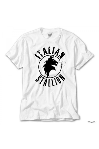 Z zepplin Tricou alb cu armăsar italian Rocky Balboa