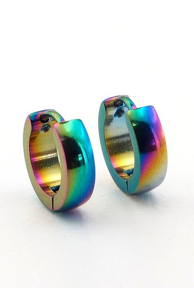 Solfera Lights Swivel Colorful Unisex Stainless Steel Hoop Earrings