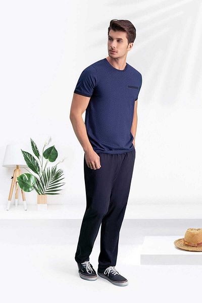Arnetta Σετ ανδρικές πιτζάμες με μυτερό Navy Blue