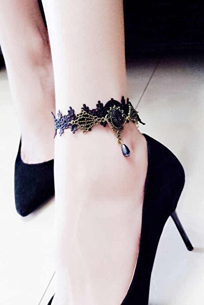 VipBT Kadın Siyah Kara Elmas Dantel Halhal