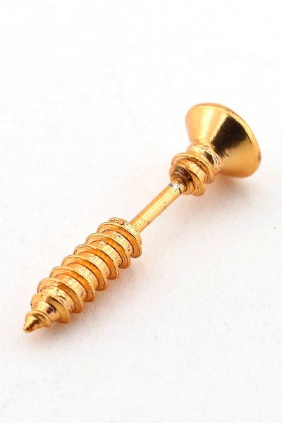 Solfera Screw-Shaped Gold Colored Yellow Steel Earrings with Screw E410