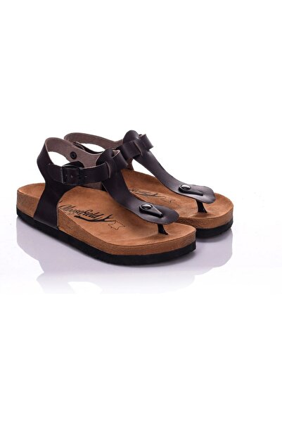 Moosefield Sandale de damă din piele naturală maro închis