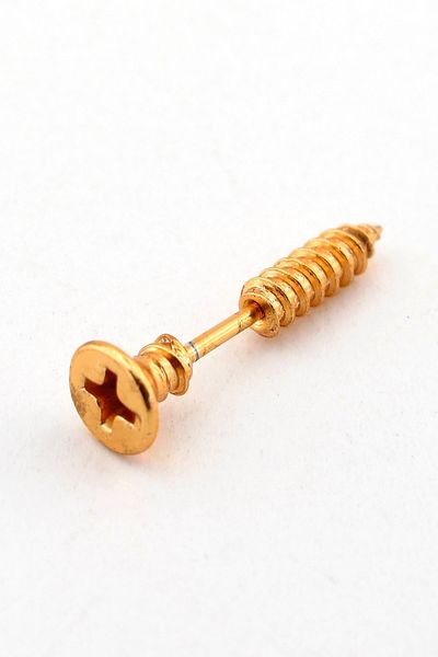 Solfera Screw-Shaped Gold Colored Yellow Steel Earrings with Screw E410