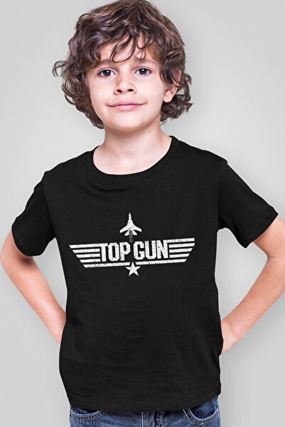 ROCKANDROLL Top Gun crna majica kratkih rukava za devojčice i dečake, unisex,...