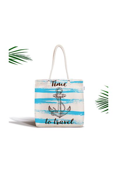 Realhomes Geantă modernă din material cu fermoar cu model Time To Travel Sailor Canta-3208