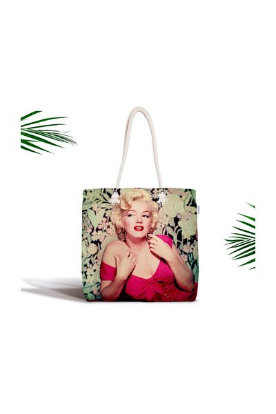 Realhomes Marilyn Monroe Πολύχρωμη υφασμάτινη τσάντα με φερμουάρ με ψηφιακή εκτύπωση-23