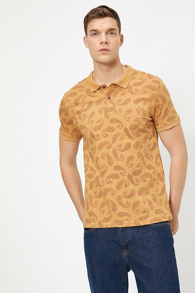 Koton Мъжка жълта шарена тениска 0YAM11521HK