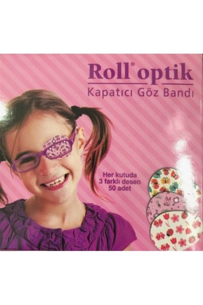Roll Kız Çocuk Optik Kapatıcı Göz Bandı 3 Desenli 50 Adet