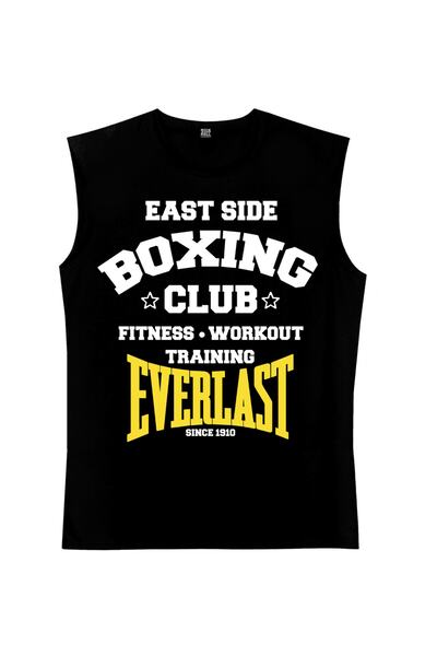 ROCKANDROLL Mânecă taiata neagră Club de box | Tricou fără mâneci pentru bărb...