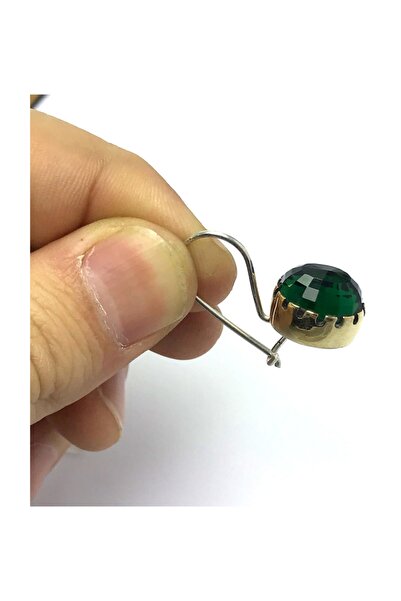 Midyat Nurtaş Gümüş Zümrüt Taşlı Otantik Bayan Gümüş Küpe 201015120