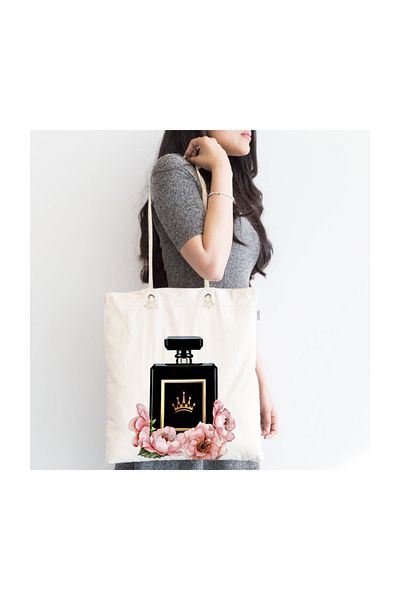 Realhomes Coco Perfume Design Ψηφιακή τυπωμένη 3D υφασμάτινη τσάντα με φερμουάρ Canta-3363