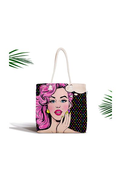 Realhomes Pop Art Retro Digital Printed Μοντέρνα Υφασμάτινη Τσάντα με φερμουάρ Canta-5