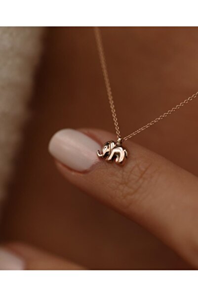 Reis Kuyumculuk Kadın Filler ve Çimen Pembe Altın Kolye T1216.