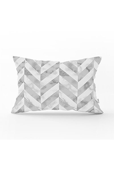 Realhomes غطاء وسادة رمي مستطيل حديث بنمط هندسي مع أرضية رخامية
