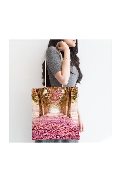 Realhomes Flower Garden Digital Printed Μοντέρνα Υφασμάτινη Τσάντα με φερμουάρ Canta-82
