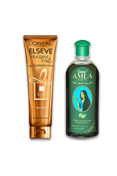 L'Oreal Paris Elseve Mucizevi Yağ Saç Güzelleştirici Krem & Dabur Amla Saç Ba...