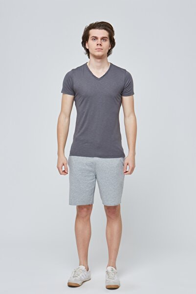 Superfly Tricou antracit cu decolteu în V pentru bărbați