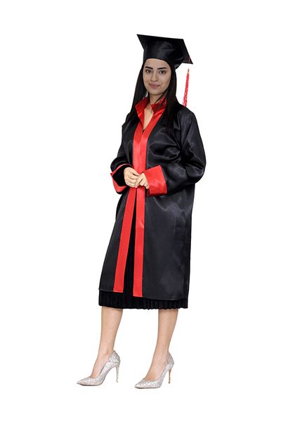 Mezuniyetshop Kep Cubbe Graduation High School Black Red