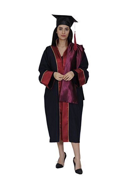 Mezuniyetshop Випускна сукня університету темно-синього кольору бордового кол...