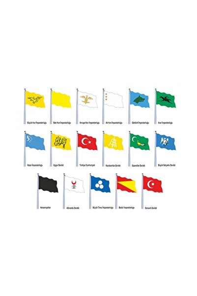 d&d plus Bayrak Eski Türk Devletleri 17li 70x105 Cm