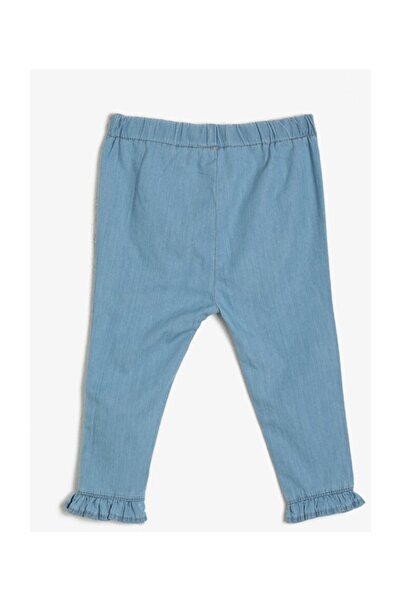 Koton Pantaloni detaliați cu volane albaștri fetiță