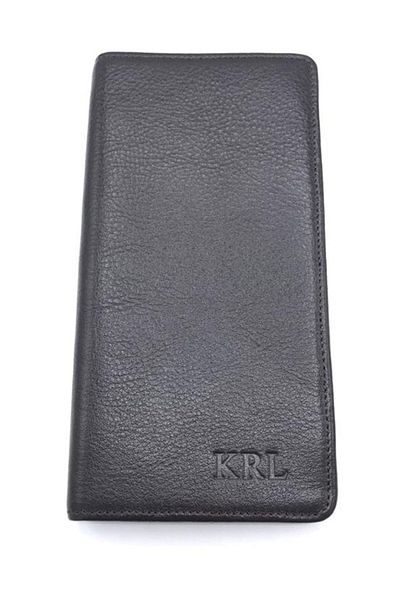 Karalı Deri Μεγάλο Unisex καφέ πορτοφόλι με θήκη κινητού τηλεφώνου Krl102-02k