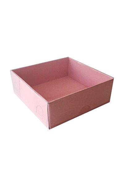 TT Tahtakale Toptancıları Asetat Kapaklı Karton Kutu Düz Renk 9X9X3 CM (50 Adet)  Pembe