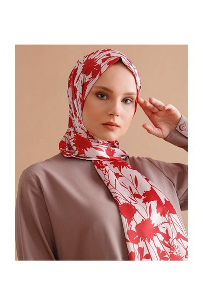 Differenza Silky Fabric Shadow Rose Red & Cream