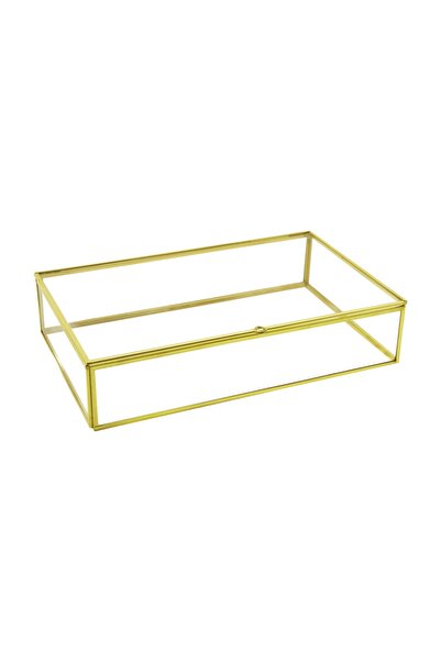 Ahşap Fikir منظم مكياج وخاتم خطوبة ذهبي من ماكسي - صندوق زجاجي