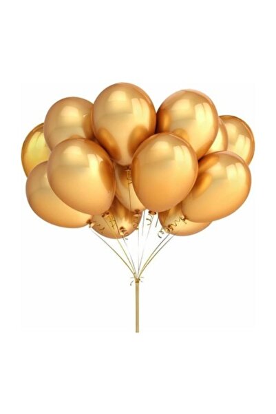 TATLI GÜNLER Kbk Market 25 Adet Metalik Lateks Balon Altın Renk