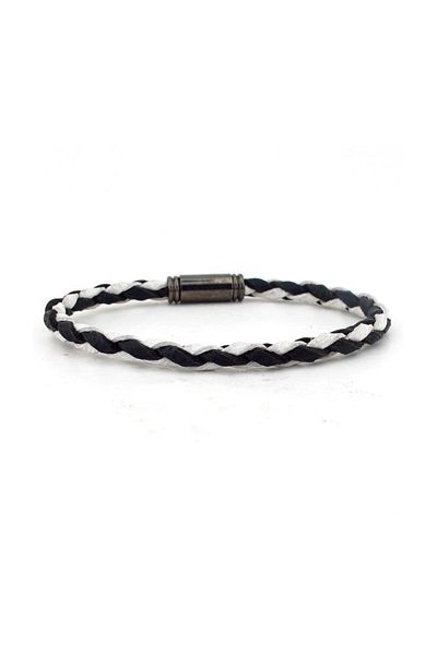 Solfera Black and White Original Leather Knitted Fan Bracelet BT643