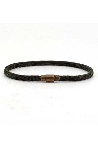 Solfera Single Row Thin Design Khaki Green String Men's Bracelet BT620