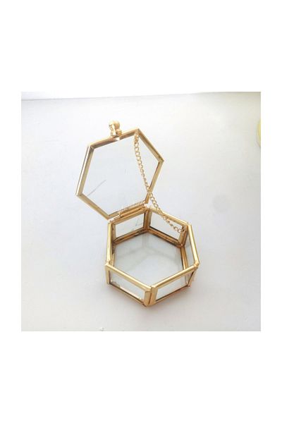 Gelincimherşey Glass Box for Hexagonal Gold Ring