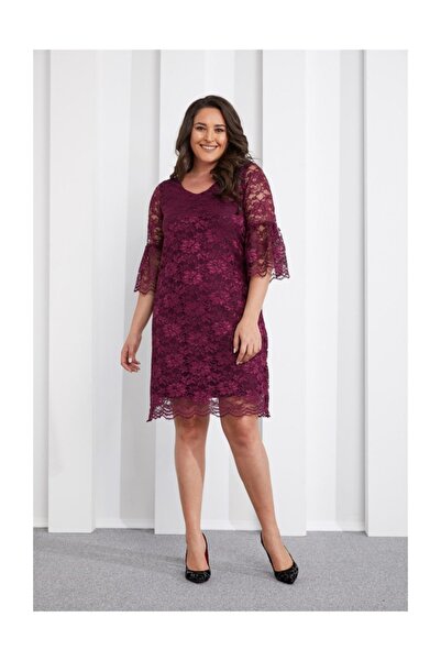 Seamoda Lace Evening Dress Claret Red
