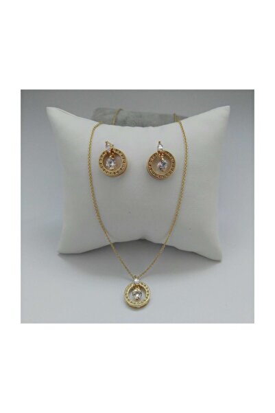 MODAMUGO Zirkon Taşlı Ince Zincir Abiye Takı Seti - Gold