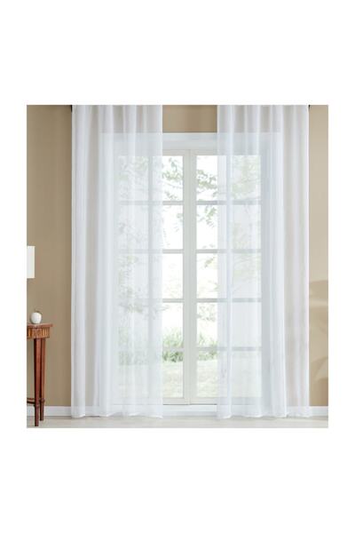 Taç Tül Perde En.200 Cm Boy. 260 Cm [ekru Renk] Kullanıma Hazır