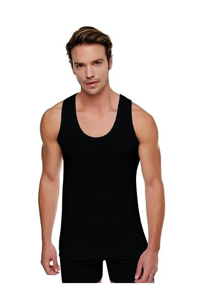 Tutku 12 Black Ribbed Sports Undershirts