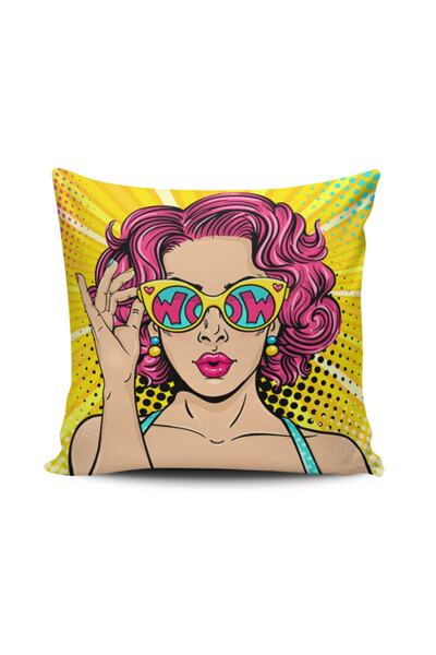 Alkan Homes غطاء وسادة مطبوع رقميًا من Pop Art Girl