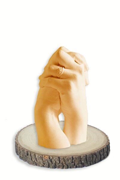 Küçük İzler 3D Valentine's Handprint Sculpture Mold Set with Natural Wooden S...