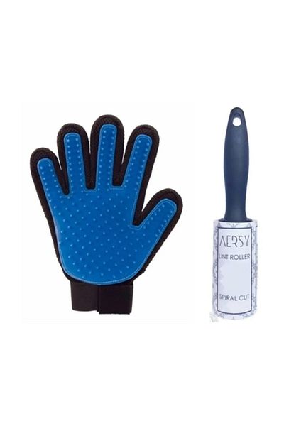 RoseRoi Cat Dog Hair Collection Washing Glove with Hair Removal Roller Gift