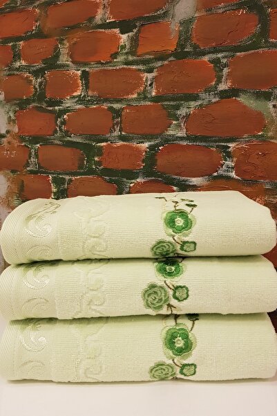 Özdilek Dila Embroidered 3-Piece Towel - Green