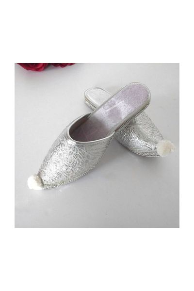 Gelincimherşey Silver Color Tip Pompom Sandal For Bindalli Or Local Costume