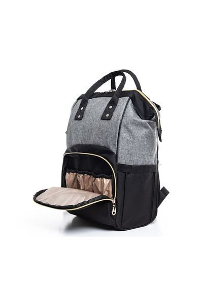 Sahra Parted Color Functional Waterproof Mother Baby Care Backpack Top Grey-bottom Black