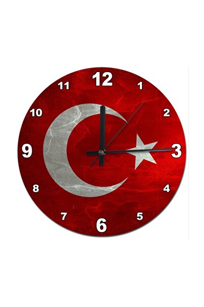Genel Markalar 30 cm Türk bayrağı şekilli mermer duvar saati, şık ve estetik ...
