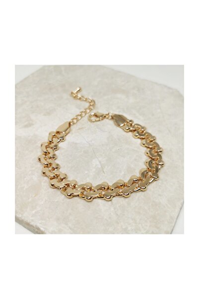 Kalbimdedi Takı Kalbimdedi Ezme Halat Imitasyon Bileklik Kadın Altın Sarısı