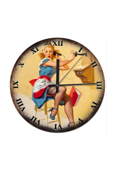 Cakatablo 30 cm Diameter Phone Gil Elvgren Design Wall Clock