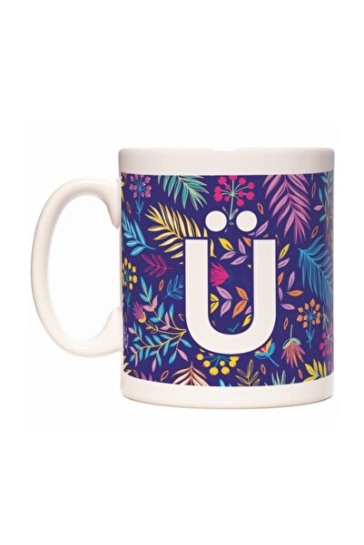 Rock'n Fox Letter U Authentic Floral Patterned Initial Colored Tropical Mug