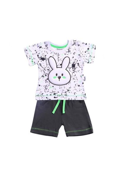 Miniworld Baby Boy 6-24 Months Rabbit Motif Combed Cotton Shorts Set