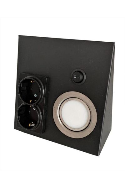 yigitled Black 3W LED Daylight - Kitchen Cabinet Under Counter, Two Socket Spotlights