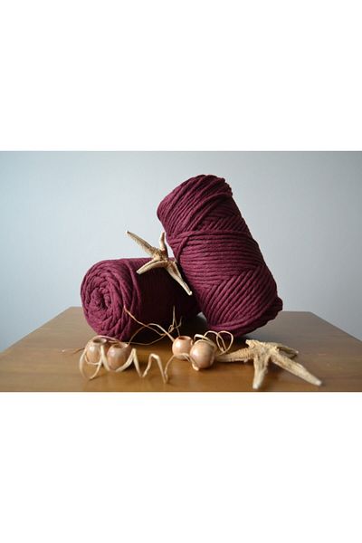 CAN DENİZ ART Claret Red Single Twist Scannable Macrame Thread 250gr 3mm